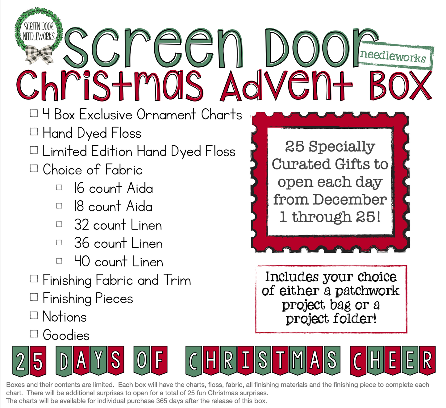 Screen Door Needleworks Christmas Advent Box