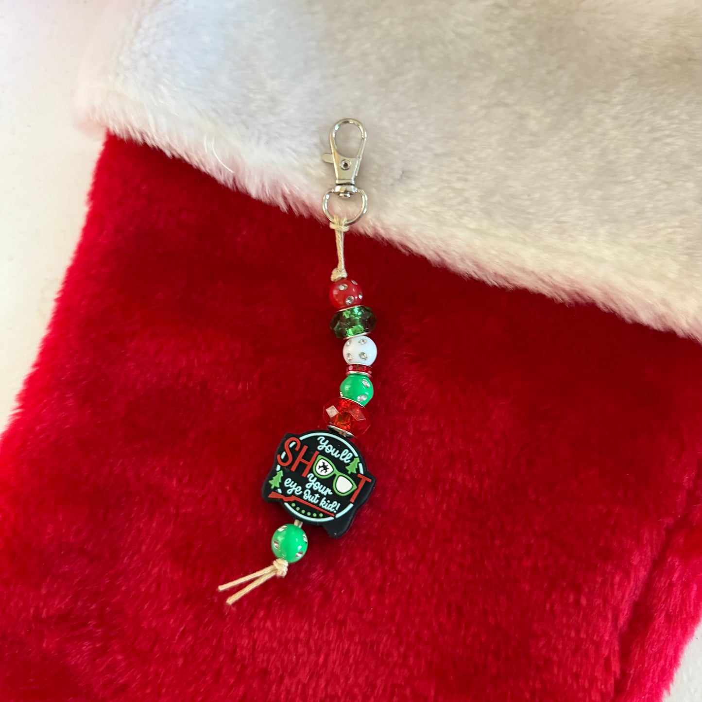 Christmas Shoot Your Eye Out  Zipper Charm