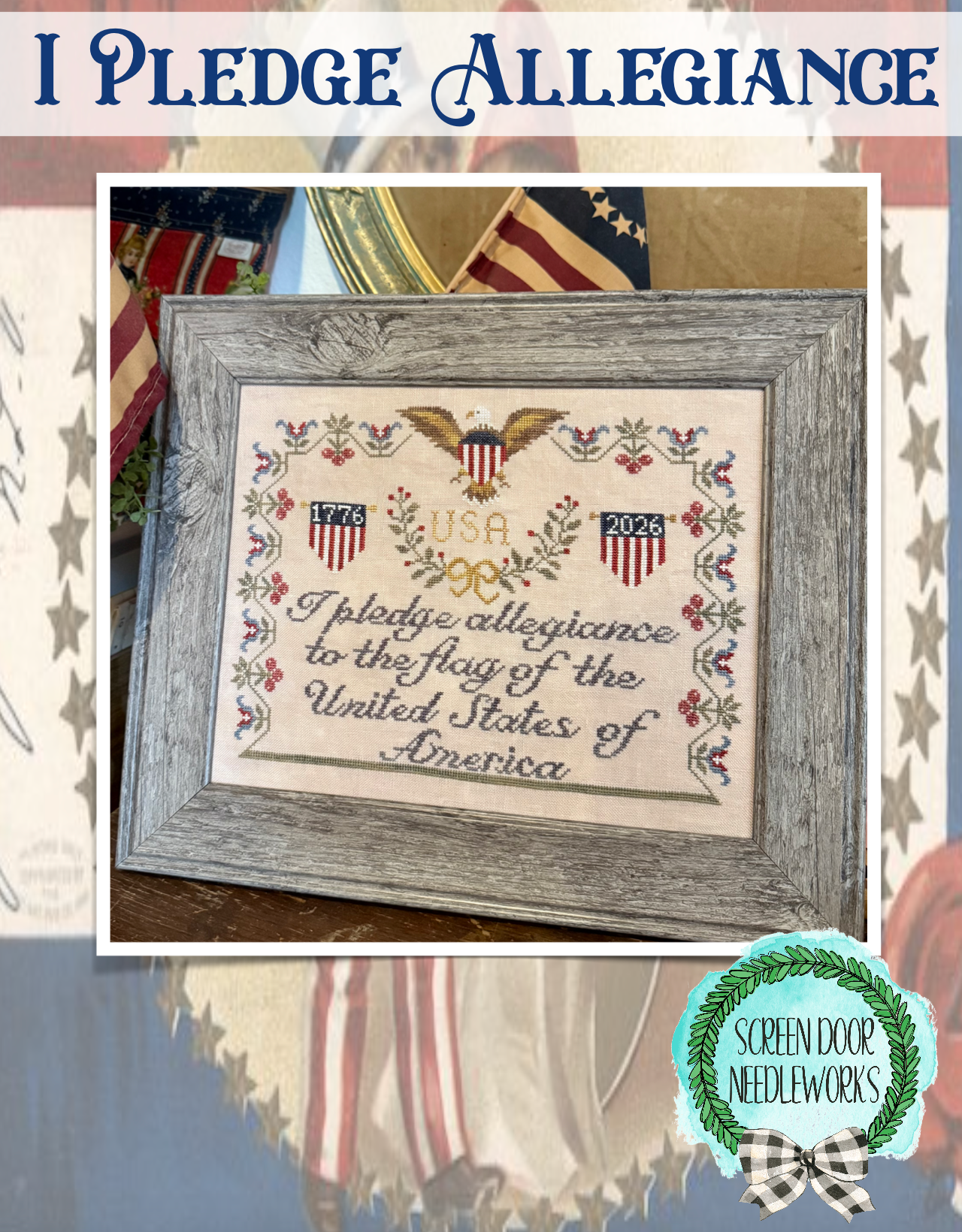 I Pledge Allegiance  PDF Digital Download Cross Stitch Chart